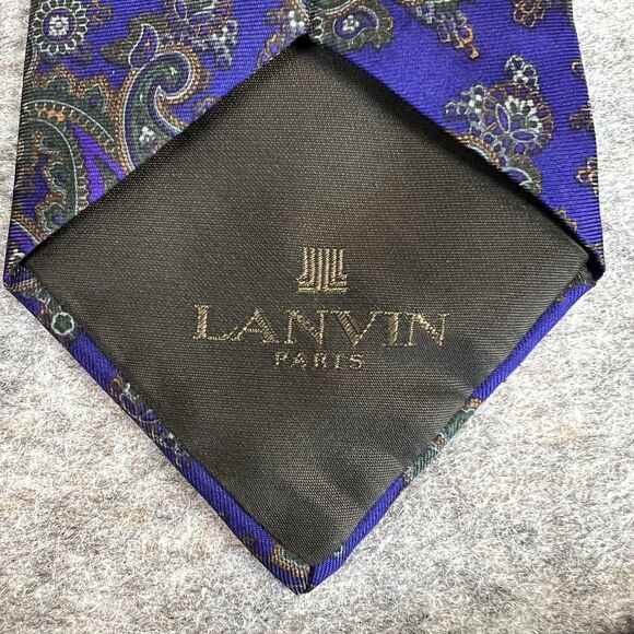 Vintage Lanvin Men's Silk Tie Necktie Purple Paisley Pattern - Picture 5 of 6